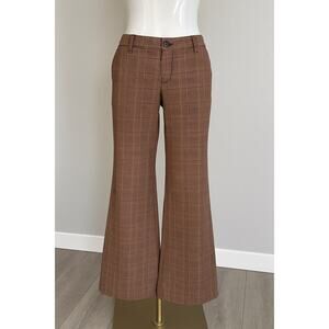 Y2K Brown Plaid Low Rise Flare Pants - GLO Jeans Junior Size 9